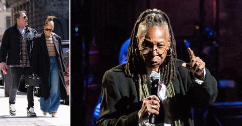 Composite photos of Jennifer Lopez, Ben Affleck and Whoopi Goldberg