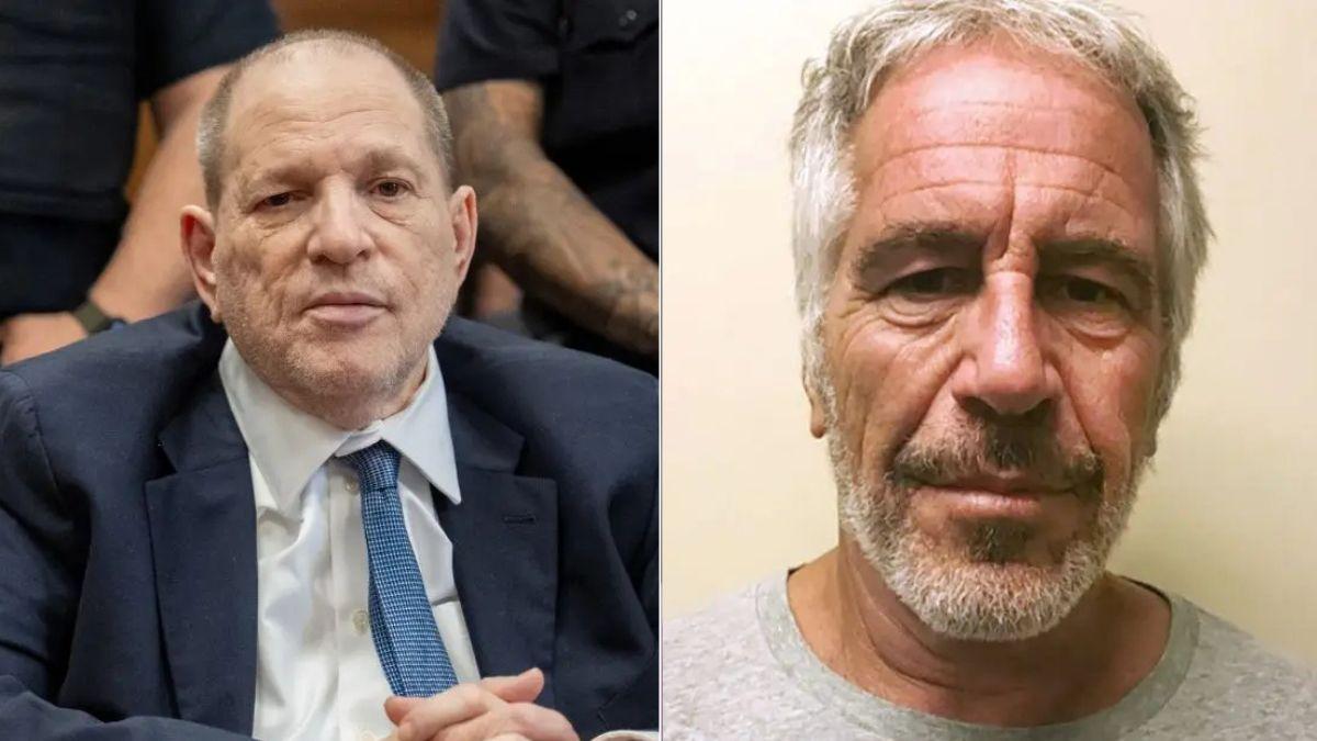 Split photo of Harvey Weinsetin and Jeffrey Epstein