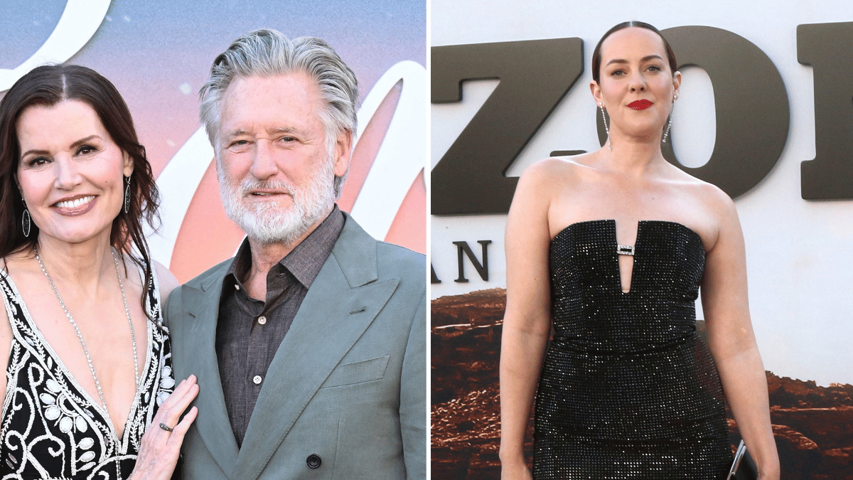 Photo of Geena Davis with Bill Pullman; photo of Jena Malone