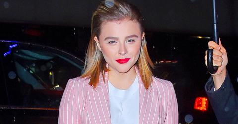 Chloe moretz pink business suit wide