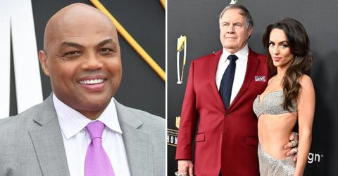Photo of Charles Barkley and a picture of Bill Belichick with Jordon Hudson