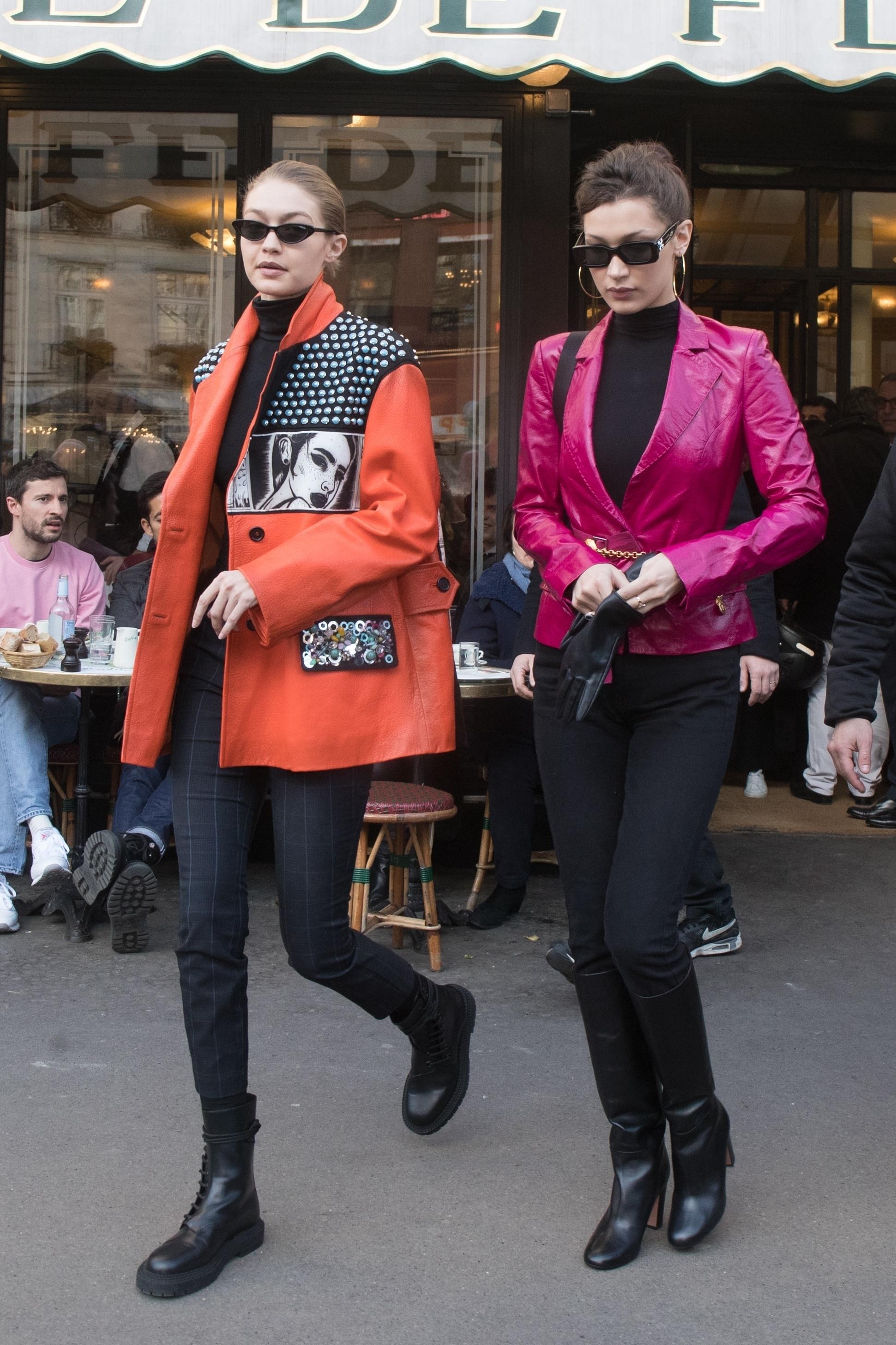 Gigi and Bella Hadid leaving Cafe de Flore in Paris