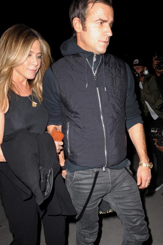 Jennifer Aniston and Justin Theroux Leaving The Smile Restaurant