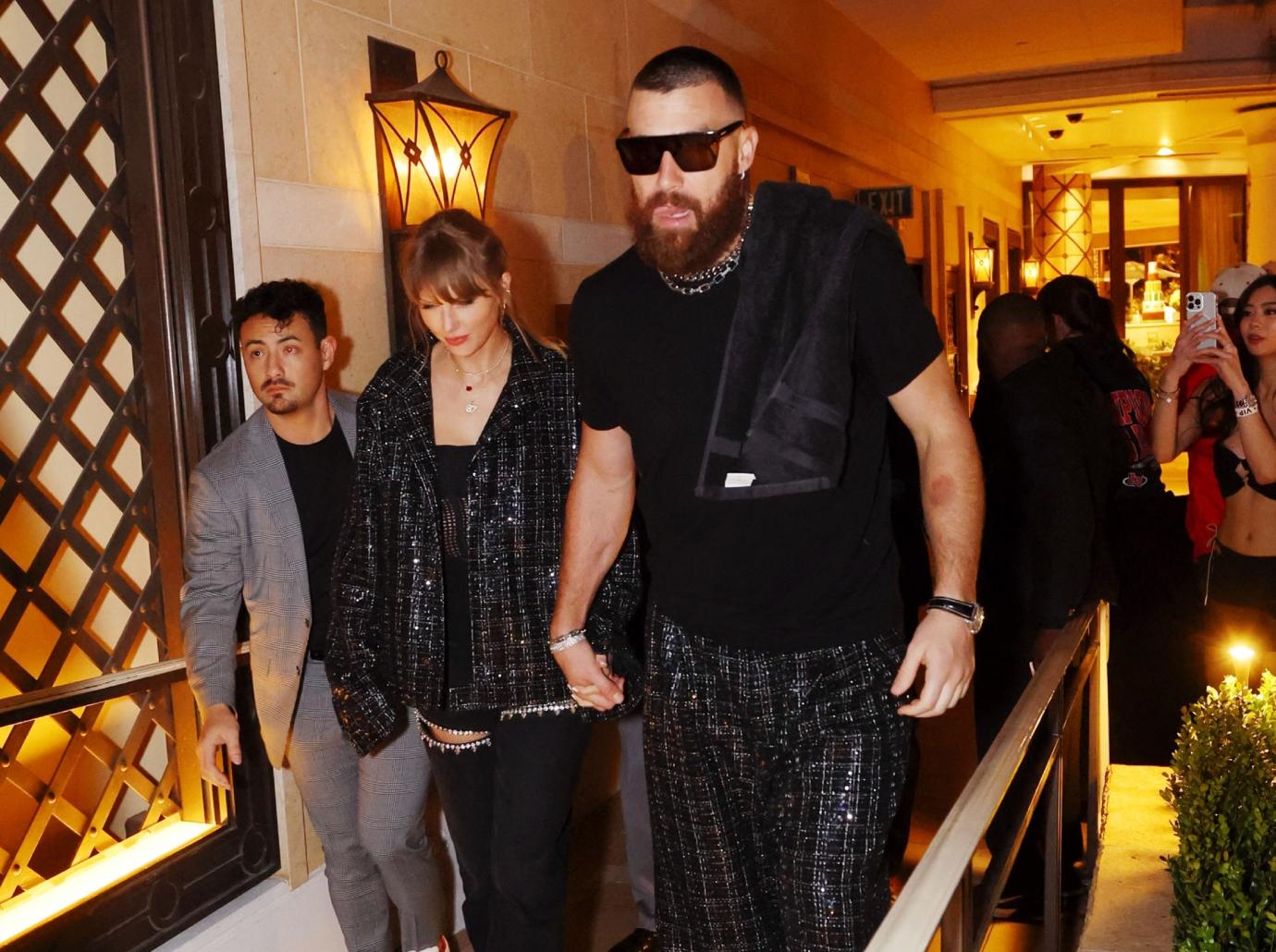 taylor swift travis kelce hold hands nobu lunch date