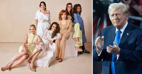 Photo of 'The View' cast and photo of Donald Trump