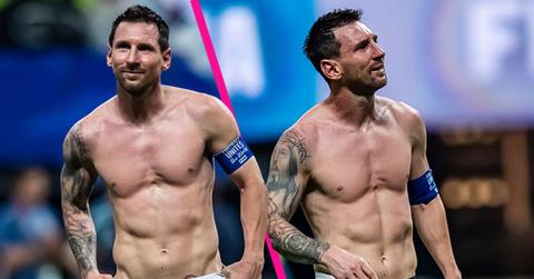 Split photo of Lionel Messi