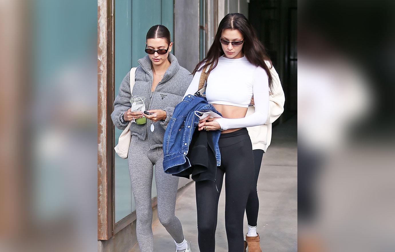 hailey bieber and bella hadid pilates class los angeles photos