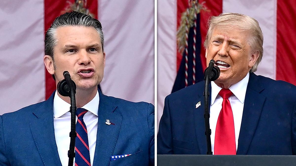 IMag of Donald Trump appeared to doze off during Pete Hegseth's keynote address on Memorial Day.