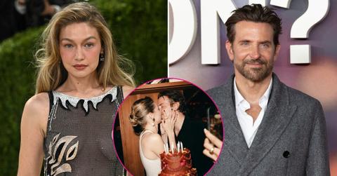 Split photo of Gigi Hadid and Bradley Cooper