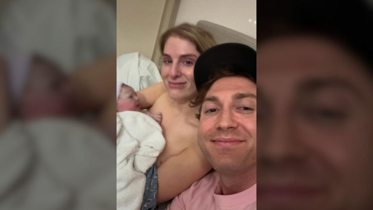 image of The pair's newborn is named Mikey Moon Trainor.