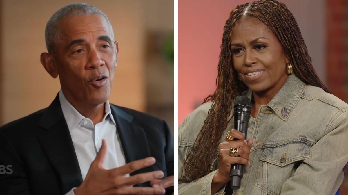 image of Barack Obama recently admitted it 'frustrates' his wife that Donald Trump's presidency has pulled him back into politics.