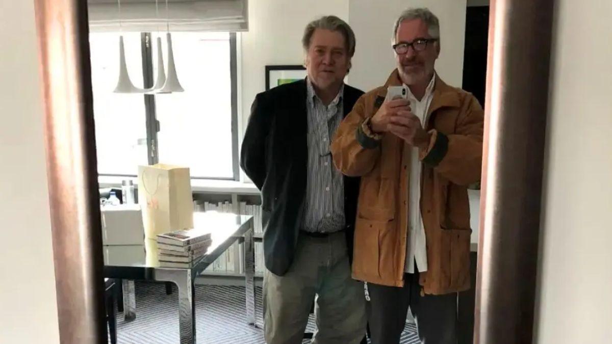 image of Steve Bannon conducted 50 hours of interviews with the late pedophile.