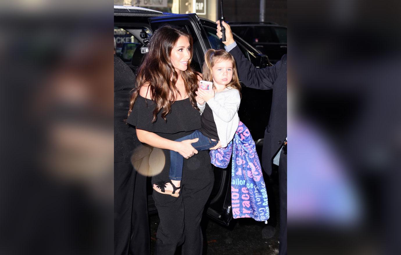 Bristol Palin arrives at Good Morning America with her daughter