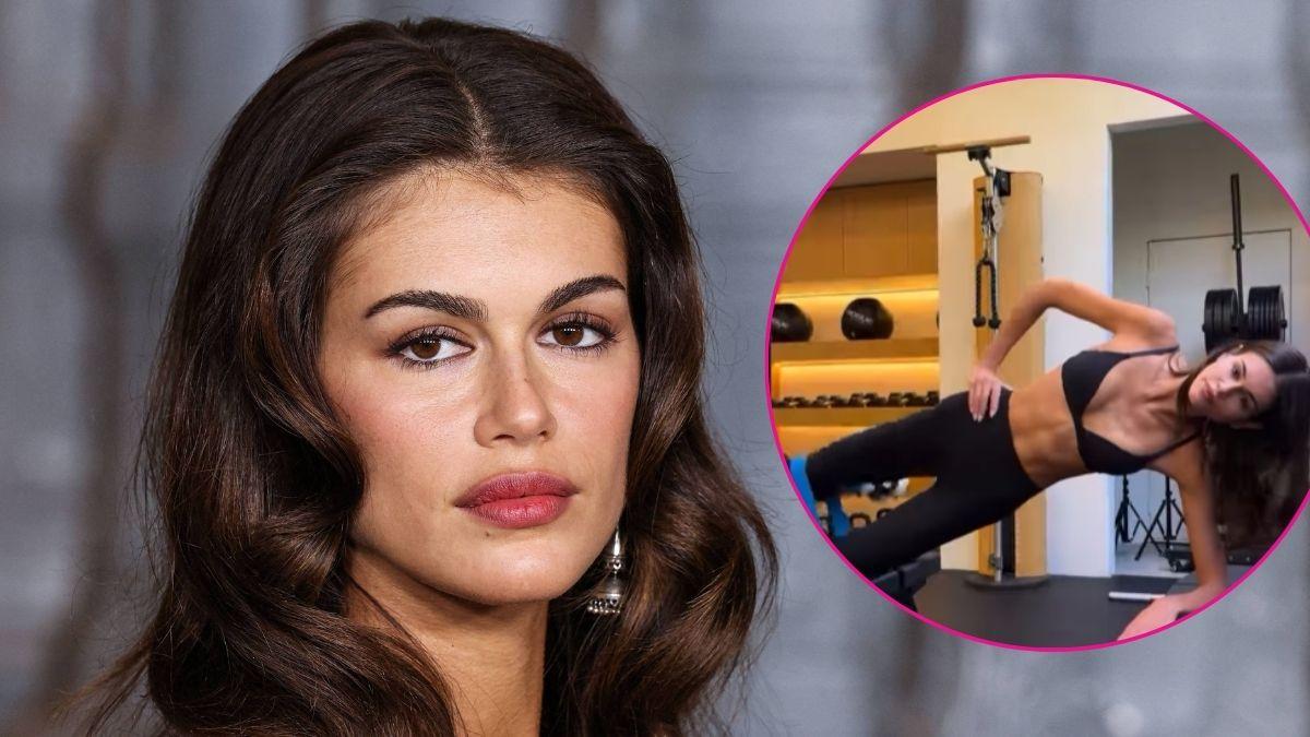 kaia gerber abs gym video