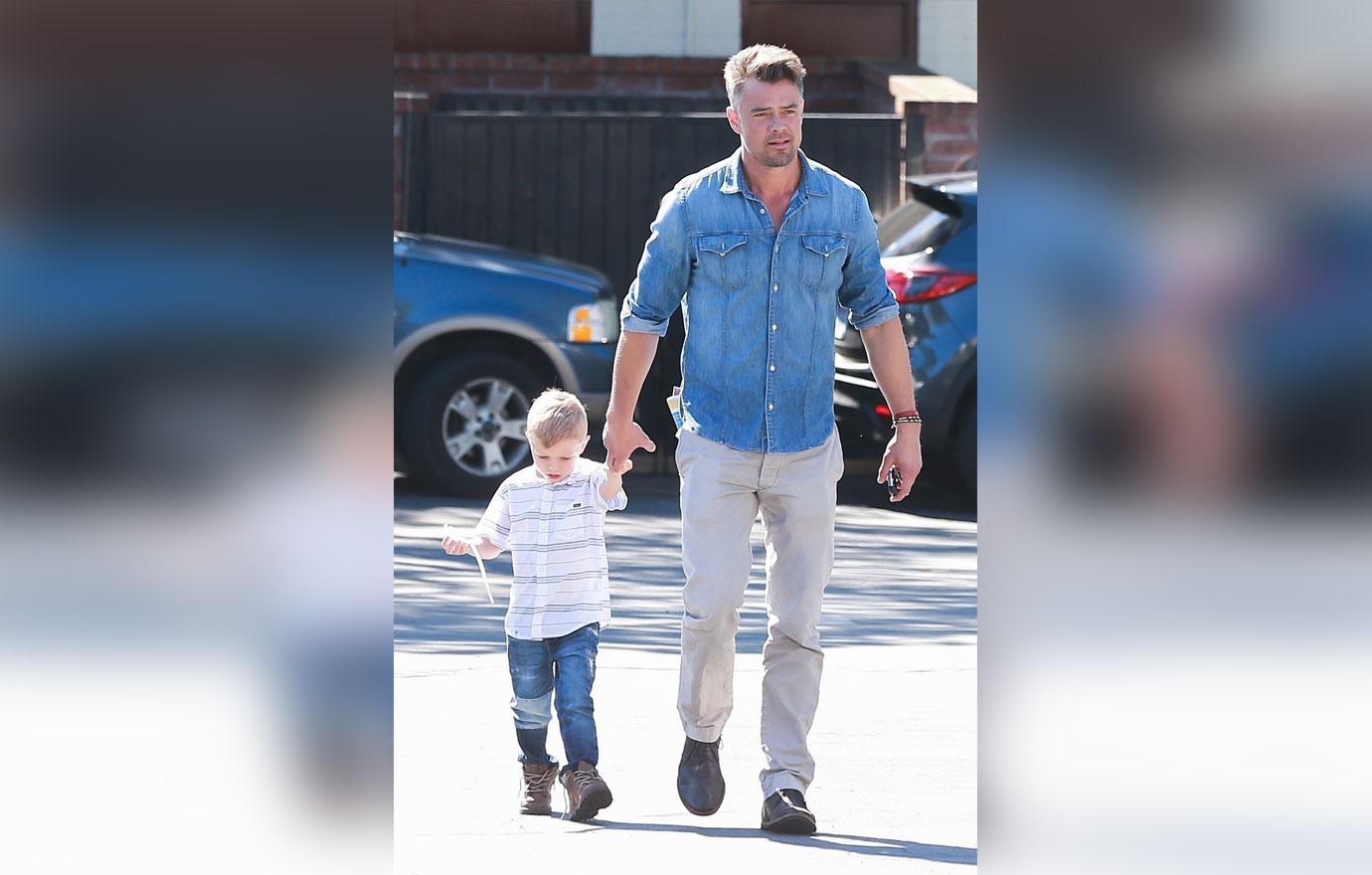 *EXCLUSIVE* Josh Duhamel takes his son to church on Sunday