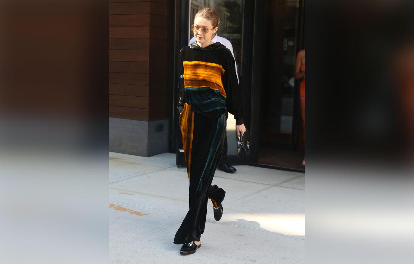 Gigi Hadid Dons a Velour Sweatsuit out in Manhattan