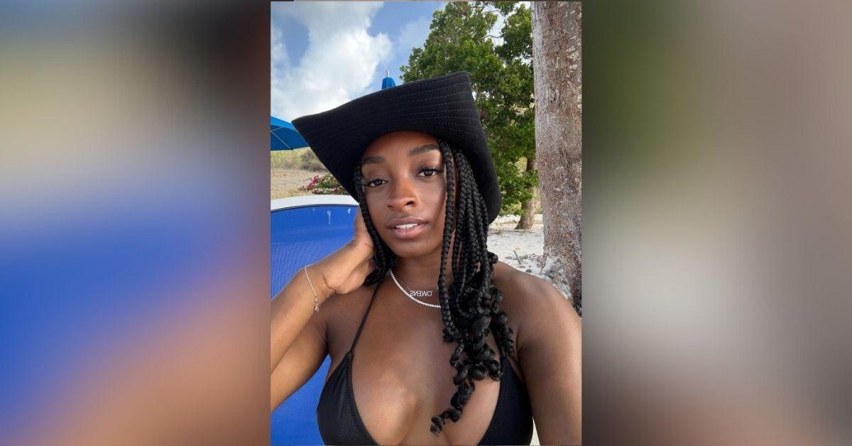 image of Simone Biles vacationed in the British Virgin Islands.
