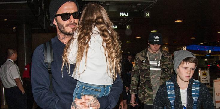 David beckham carries harper airport