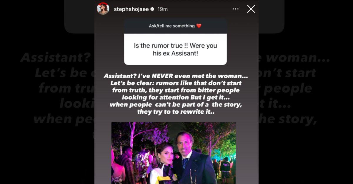 image of Stephanie Shojaee debunked a rumor about herself on her Instagram Story.