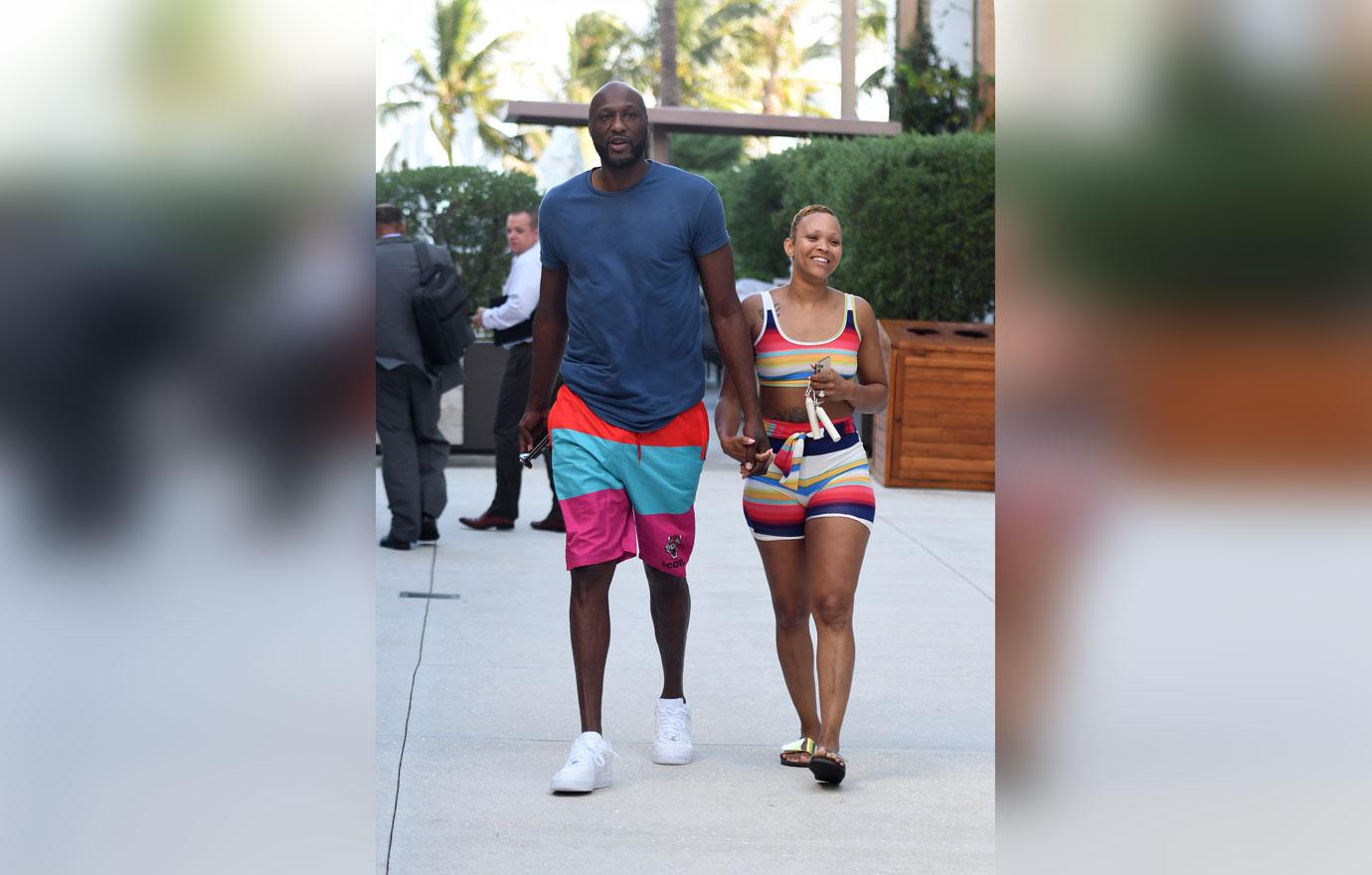 Lamar Odom And Sabrina Parr At The Pool In Miami Engagement