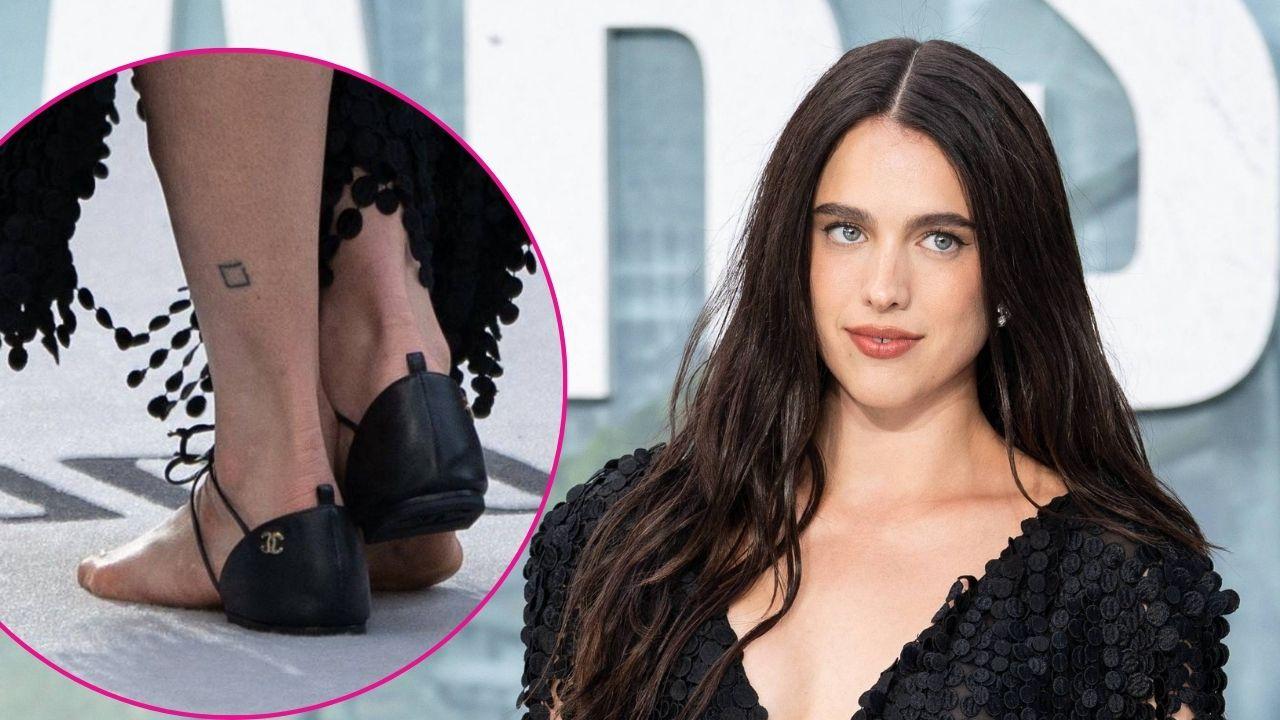 Composite photo of Margaret Qualley and the Chanel Barefoot Sandals.