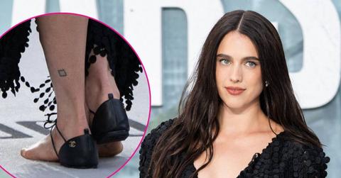 Composite photo of Margaret Qualley and the Chanel Barefoot Sandals.