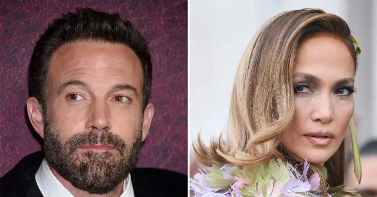 Photo of Ben Affleck and picture of Jennifer Lopez.