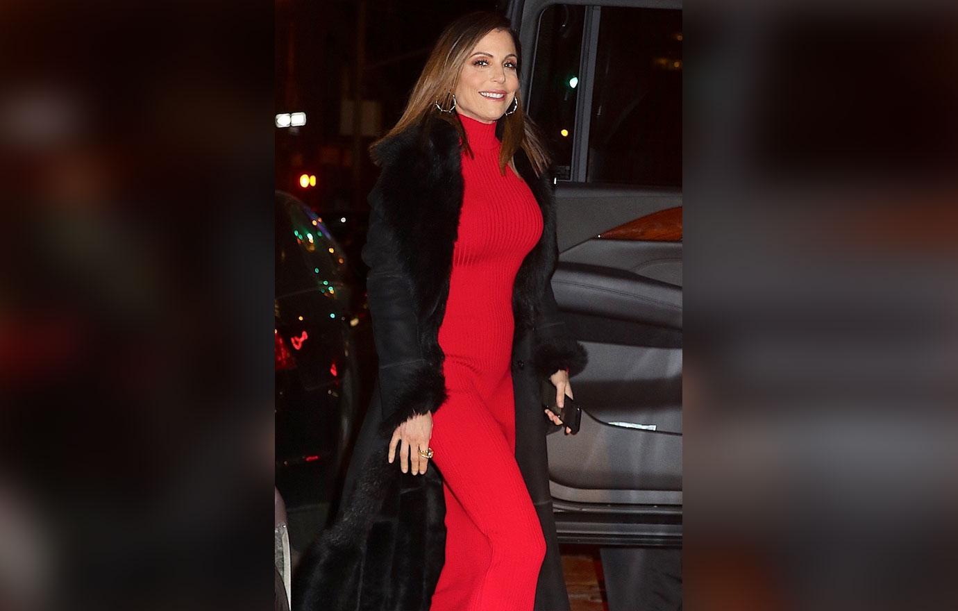 Bethenny Frankel is ravishing in red leaving Watch What Happens Live