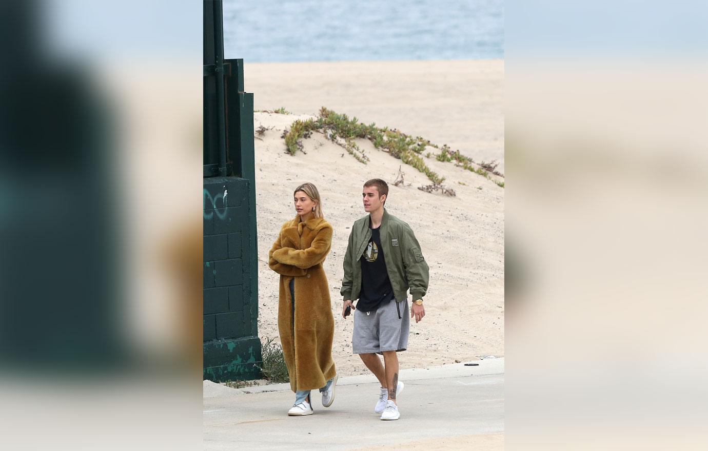 Justin Bieber and Hailey Baldwin take a romantic stroll on the beach