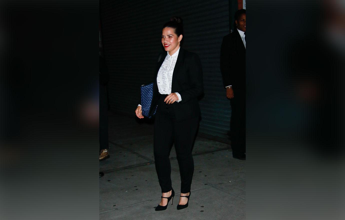 America ferrera post baby figure chic black suit heels 6