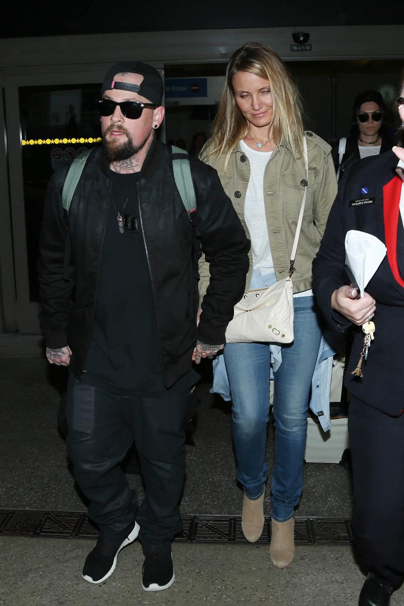 Cameron Diaz and Benji Madden are seen at LAX