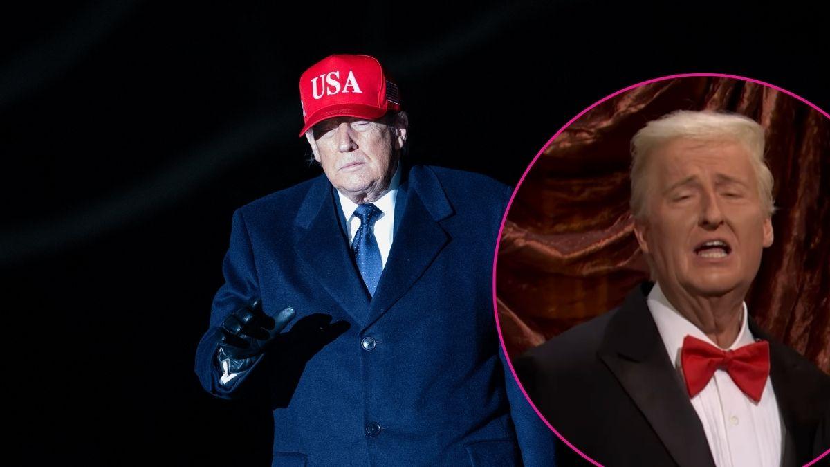 Composite photo of Donald Trump and James Austin Johnson.