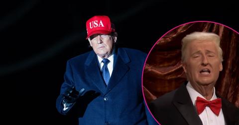 Composite photo of Donald Trump and James Austin Johnson.