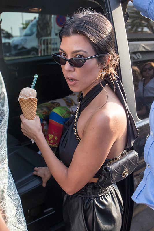 Kendall Jenner and Kourtney Kardashian are seen at Ice Cream Store