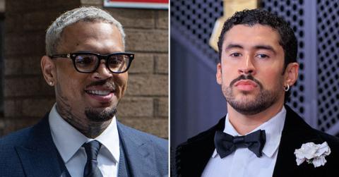 split image of Chris Brown and Bad Bunny