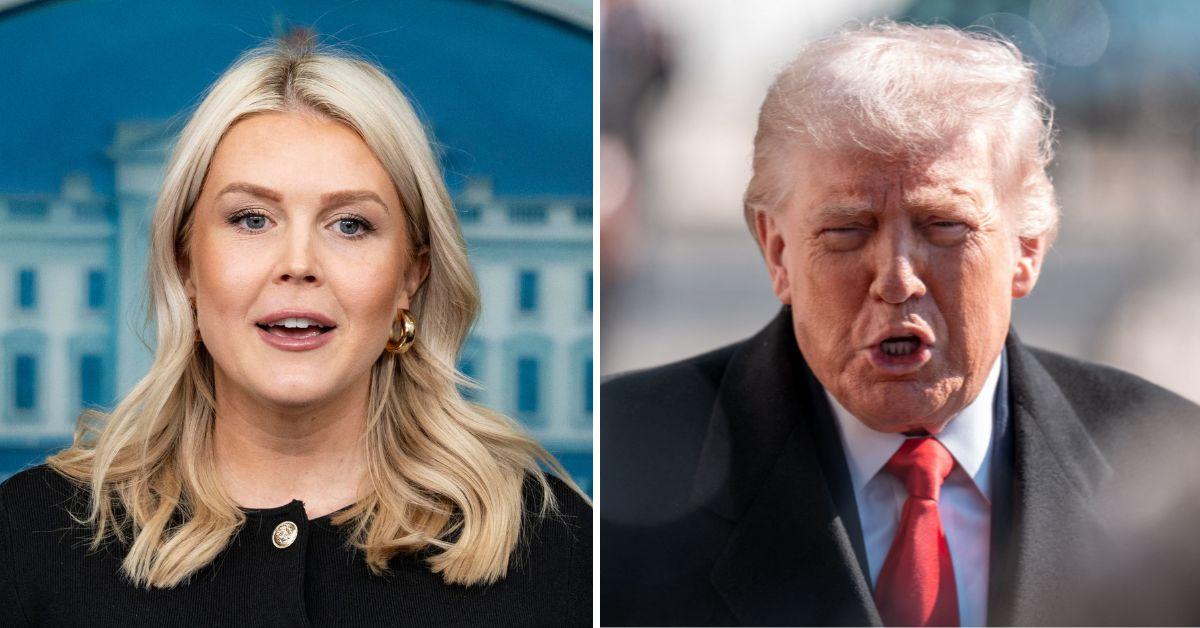 split photo of Karoline Leavitt & Donald Trump