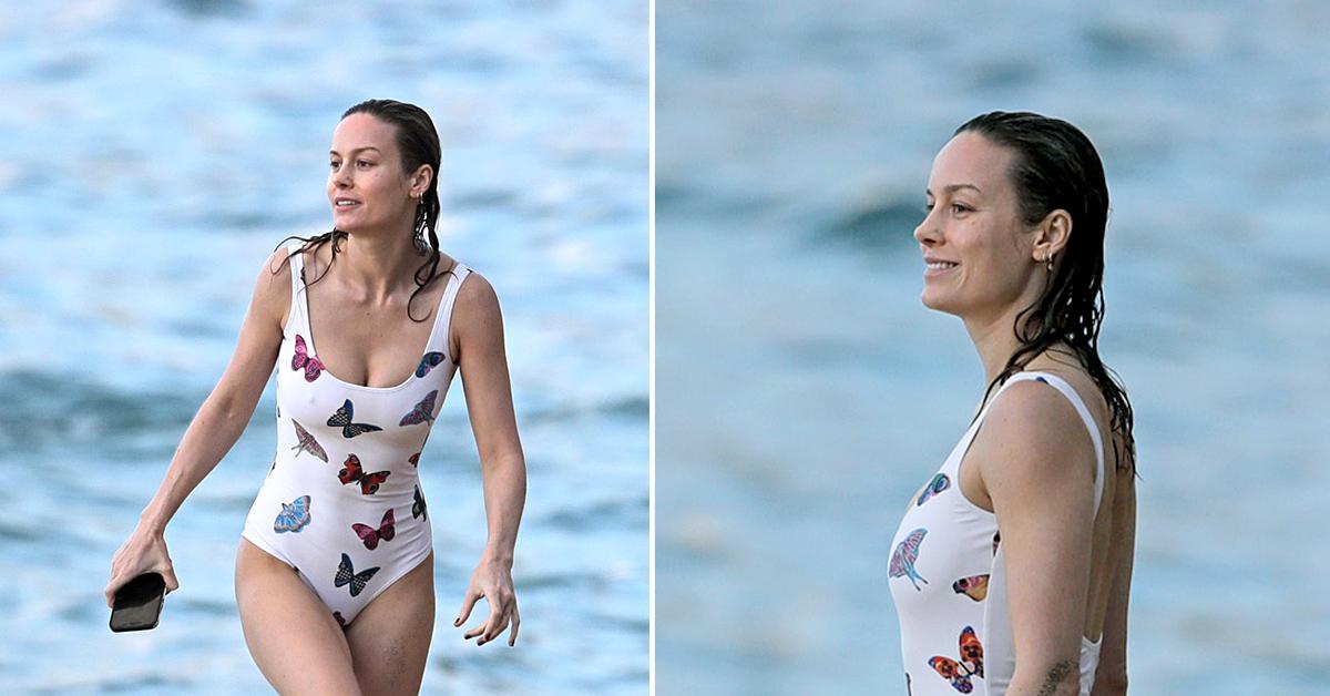 Brie Larson Shows Off Her Beach Body in Butterfly Swimsuit In Hawaii - Get ...