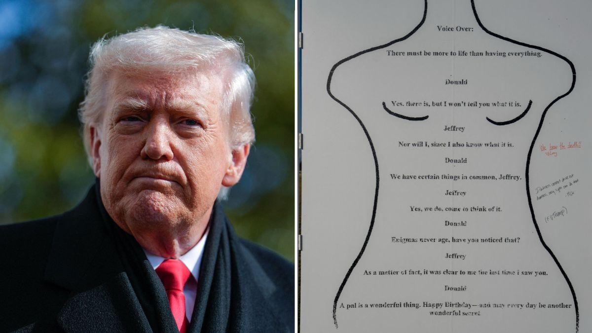 Photo of Donald Trump and his alleged birthday letter to Jeffrey Epstein.