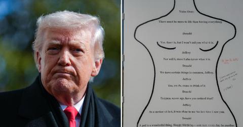 Photo of Donald Trump and his alleged birthday letter to Jeffrey Epstein.