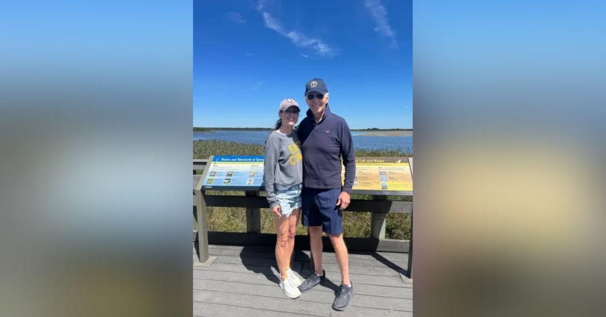 image of Joe Biden took a walk with his daughter Ashley.