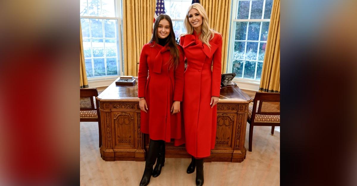 ivanka trump daughter arabella wear matching red coat dresses