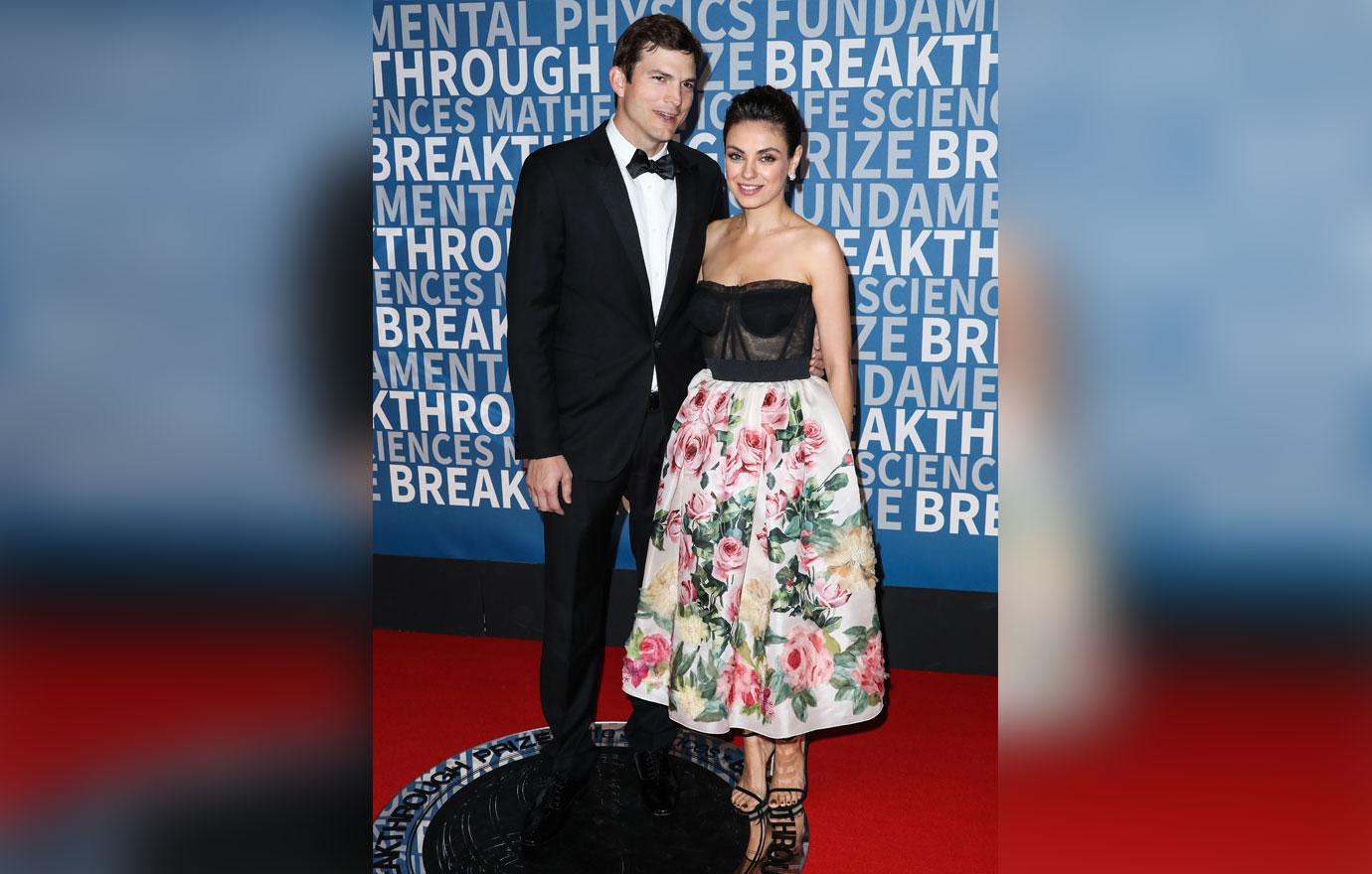 Ashton Kutcher and wife Mila Kunis arrive at the 2018 Breakthrough Prize Ceremony