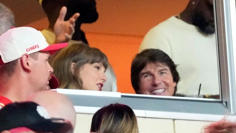 Image of Taylor Swift and Tom Cruise were recently spotted watching Travis Kelce's big game together earlier this month.