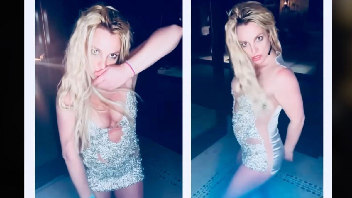 Photo of Britney Spears danced around in a short sparkly dress in a new Instagram post.