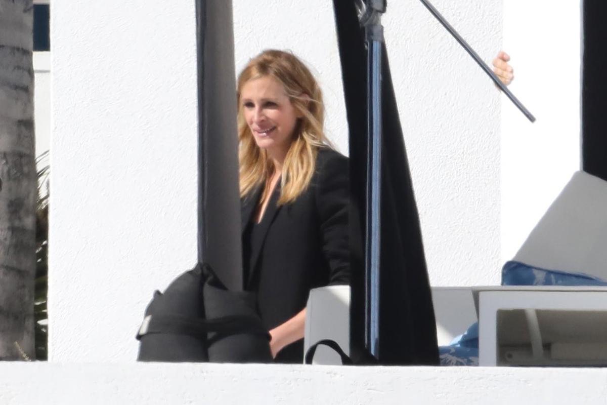 Julia Roberts spends the day on set of a photoshoot in Malibu, CA