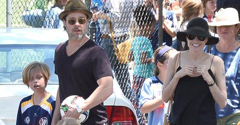 Brad Pitt, Angelina Jolie, Shiloh and Zahara At Soccer Game