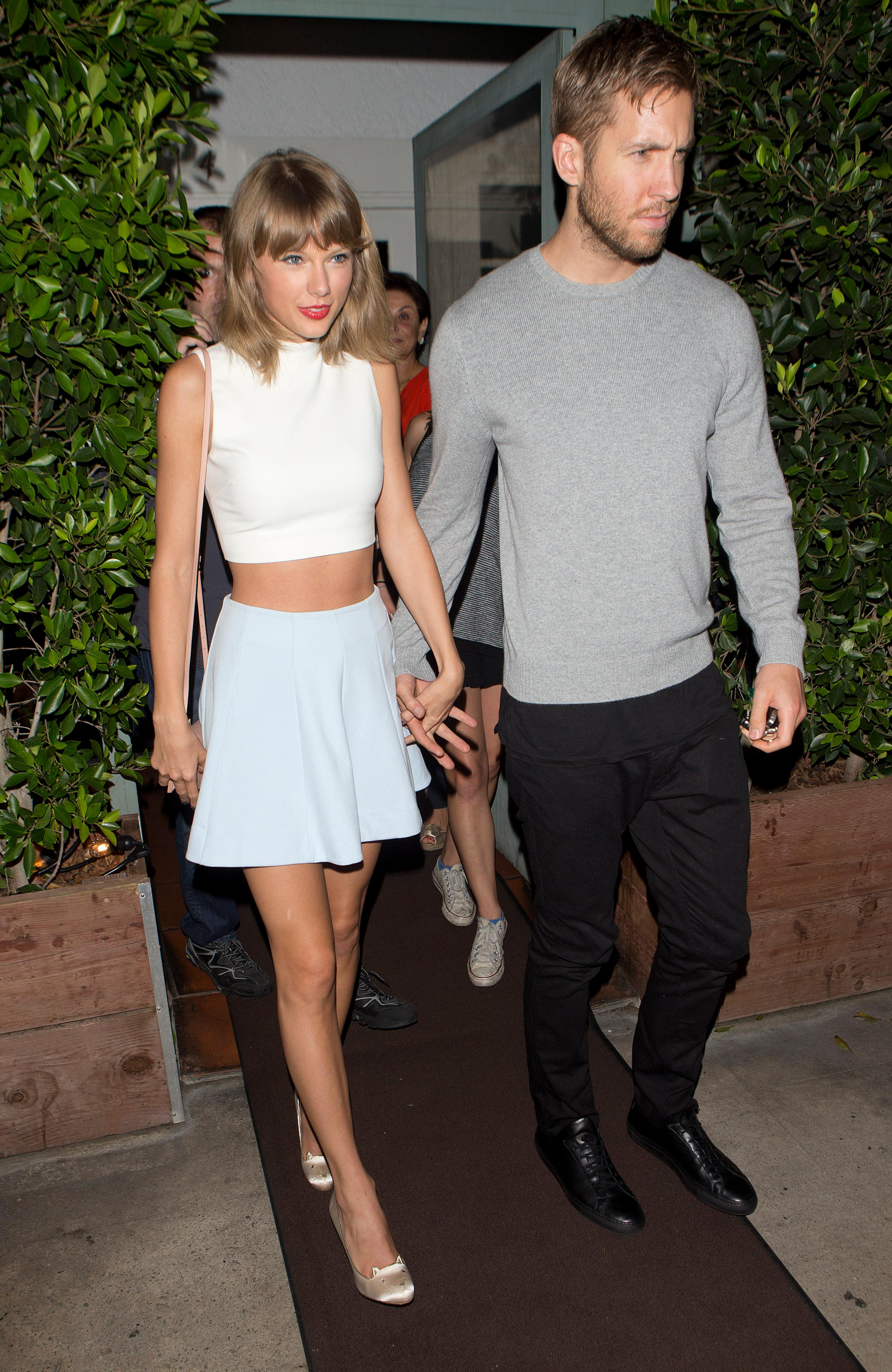 Taylor Swift and DJ Boyfriend Calvin Harris were all smiles as they left their romantic dinner at &#8216;Giorgio Baldi&#8217; Italian Restaurant in Santa Monica, CA