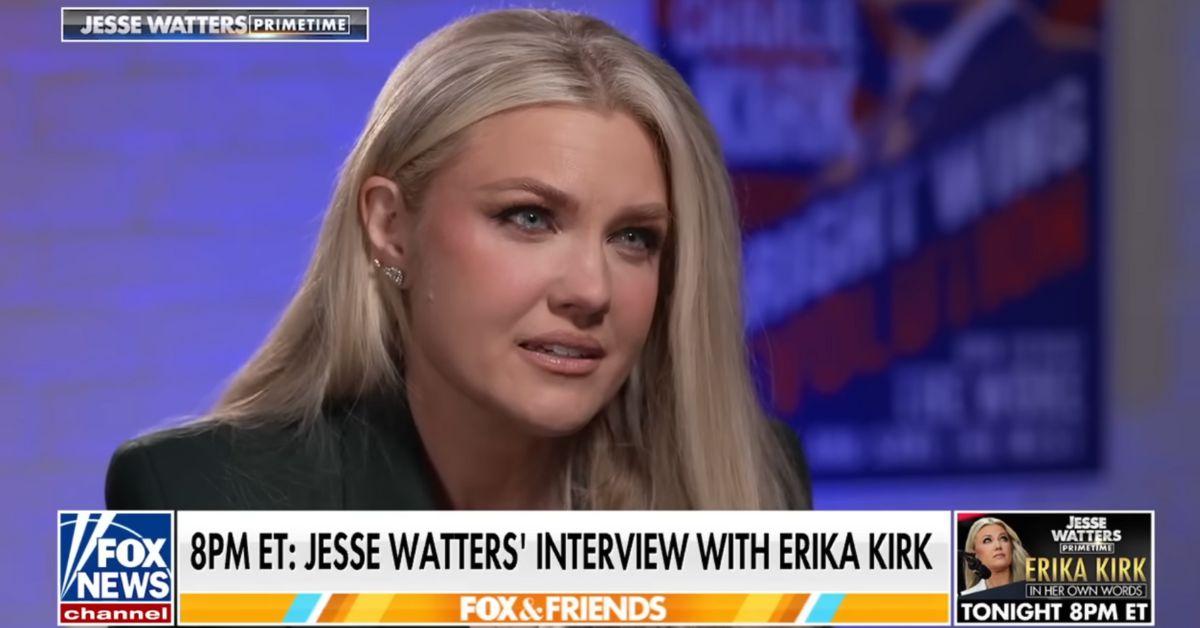 image of Erika Kirk's full interview with Fox News' Jesse Watters will air on Wednesday evening.