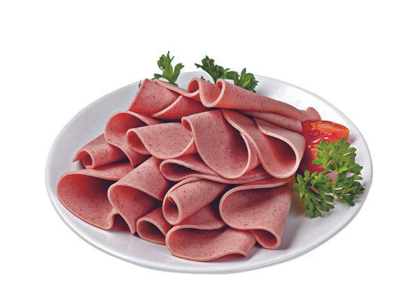 Salami slices on white plate