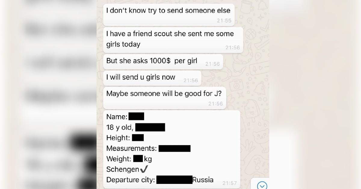 Image of New Jeffrey Epstein photos show text messages revealing an individual asking for '1000$ per girl.'